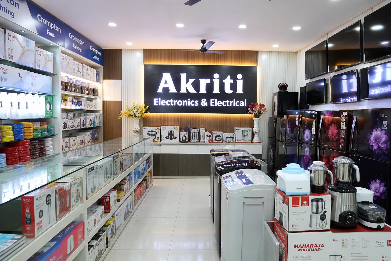 Akriti Electronics shop with festive decoration